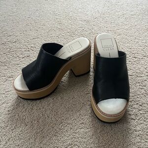 Dolce Vita Black and Tan Women's Platform Mules